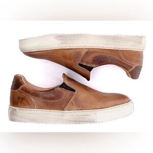 Bed Stu Women's Hermione Leather Distressed Slip-on Sneakers Tan Rustic 8.5